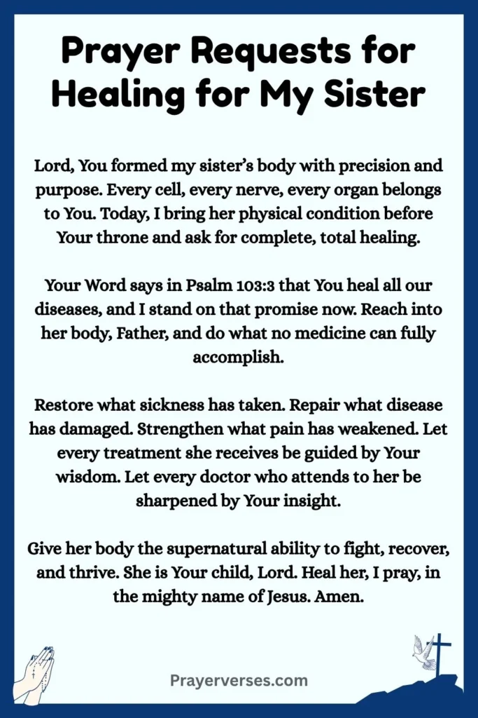 Prayer Requests for Healing for My Sister