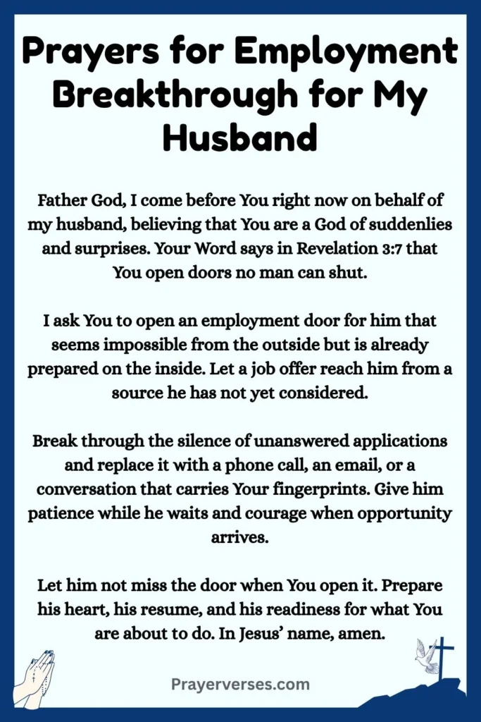 Prayers for Employment Breakthrough for My Husband