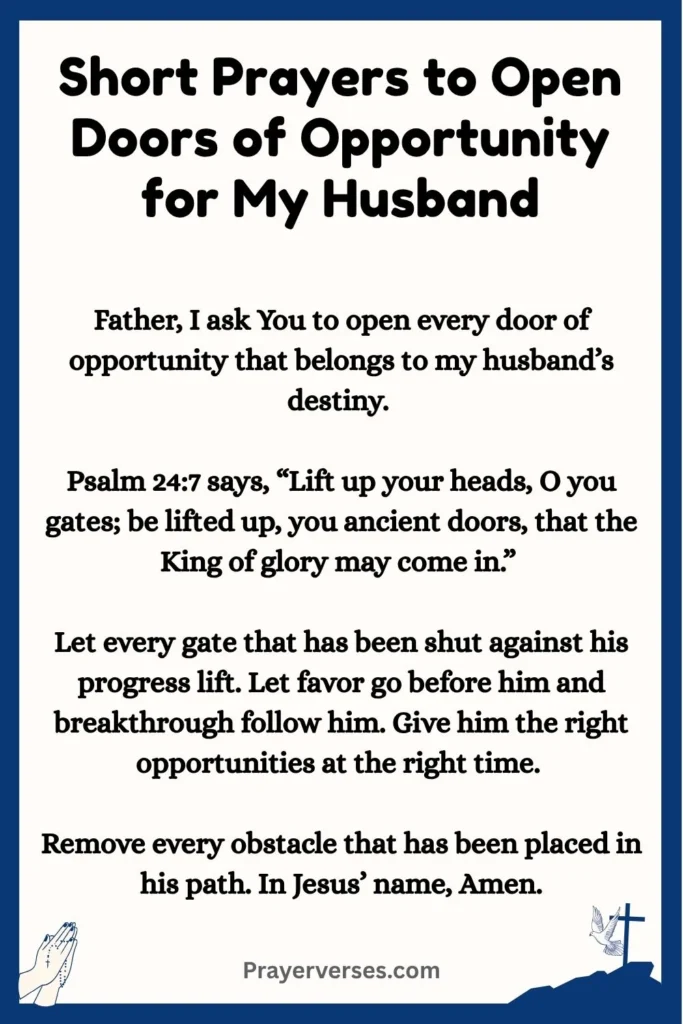 Short Prayers to Open Doors of Opportunity for My Husband